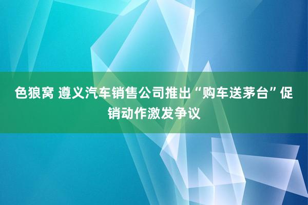 色狼窝 遵义汽车销售公司推出“购车送茅台”促销动作激发争议
