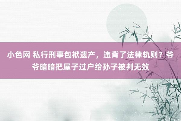 小色网 私行刑事包袱遗产，违背了法律轨则？爷爷暗暗把屋子过户给孙子被判无效