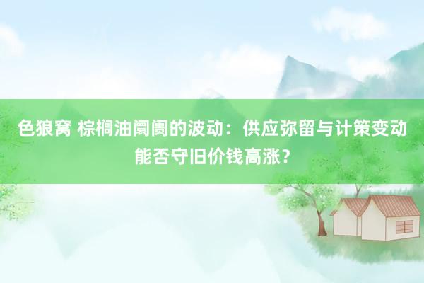 色狼窝 棕榈油阛阓的波动：供应弥留与计策变动能否守旧价钱高涨？