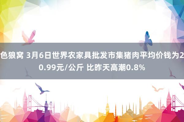 色狼窝 3月6日世界农家具批发市集猪肉平均价钱为20.99元/公斤 比昨天高潮0.8%